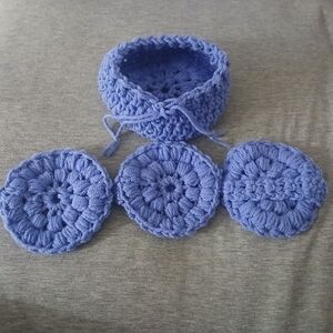 Handmade Blue Crochet Kids Accessory Set